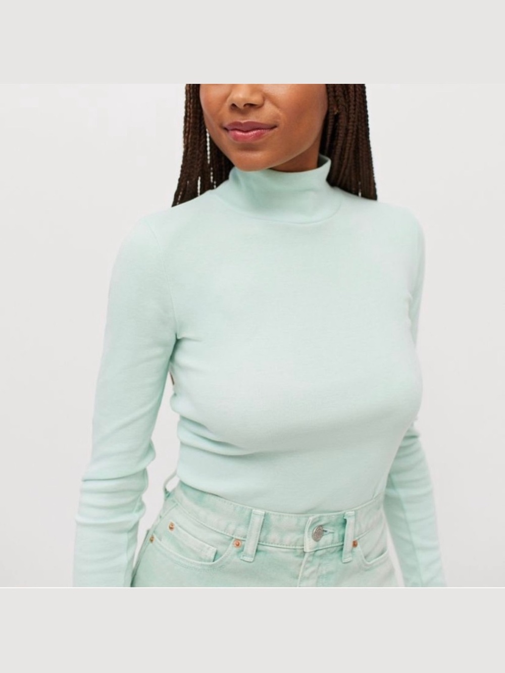 BDG Autumn Long Sleeve Turtleneck in Mint Green